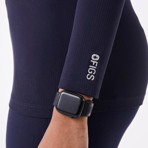 Figs Ribbed Longsleeve Underscrub in Navy, Size XXS - Picture 4 of 10